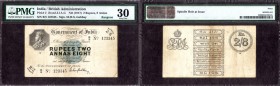  Two Rupees and Eight Annas Note of King George V Signed by M.M.S. Gubbay of 1918 of Rangoon Circle.