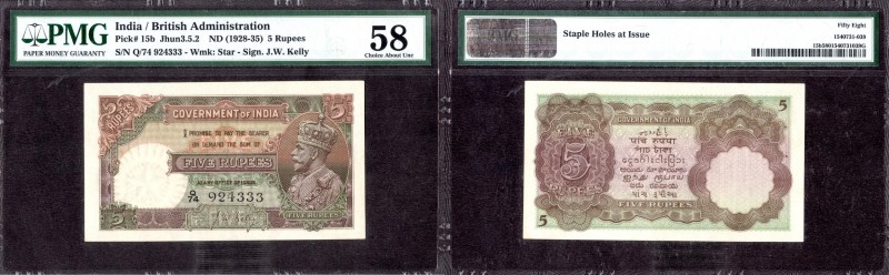 British INDIA Notes
K. G. V.
5 Rupees 9
British India, 1934, King George V, 5...