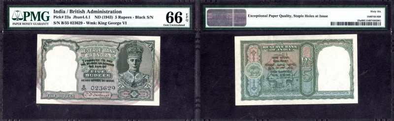 British INDIA Notes
K.G.VI
5 Rupees 4
British India, 1944, King George VI, 5 ...