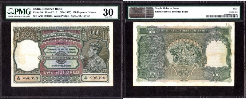 British INDIA Notes
K.G.VI
100 Rupees 9
British India, 1938, King George VI, ...