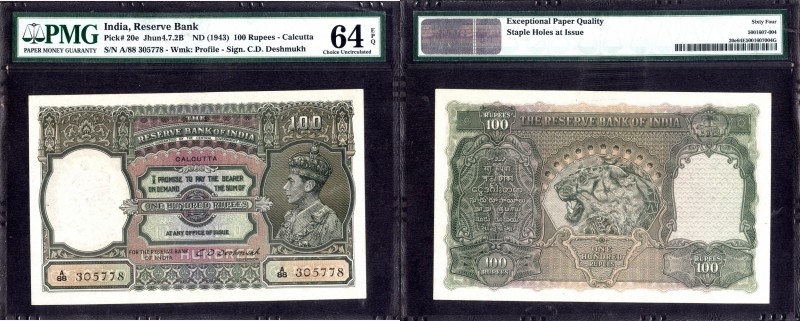 British INDIA Notes
K.G.VI
100 Rupees 9
British India, 1938, King George VI, ...