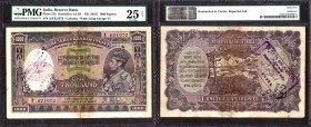 One Thousand Rupees Bank Note of King George VI Signed by J.B. Taylor of 1938 of Calcutta Circle.