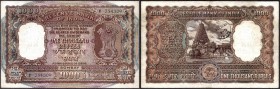 One Thousand Rupees Bank Note Signed by P.C. Bhattacharya of Republic India of 1964.