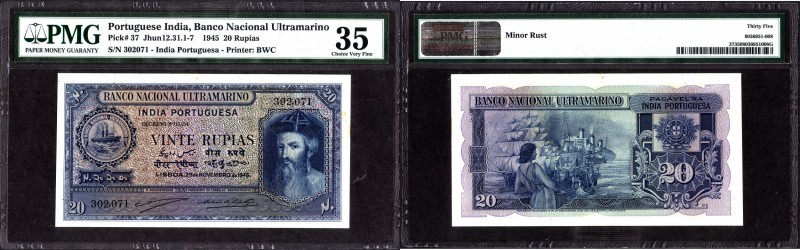 Portuguese India
Indo-Portuguese, 1945, Vinte Rupias (20 Rupees), Banco Naciona...
