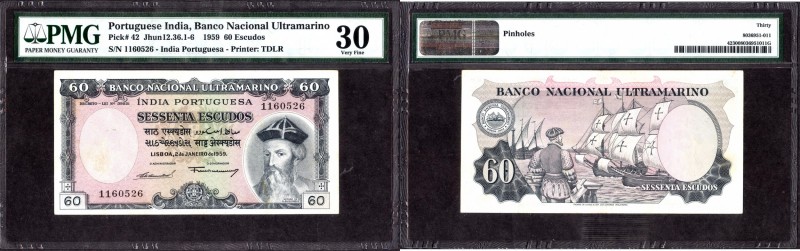 Portuguese India
Indo-Portuguese, 1959, 60 (Sessenta) Escudos, Banco Nacional U...