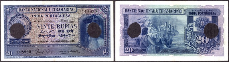 Portuguese India
Indo-Portuguese, 1945, 20 (Vinte) Rupias, Cancelled, Banco Nac...