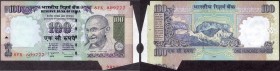 Error One Hundred Rupees Bank Note Signed by D. Subbarao of Republic India of 2009.