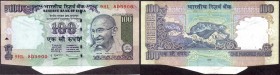 Error One Hundred Rupees Bank Note Signed by D. Subbarao of Republic India of 2009.
