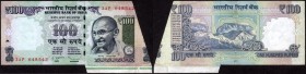 Error One Hundred Rupees Bank Note Signed by D. Subbarao of Republic India of 2011.