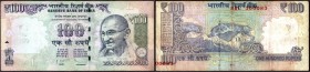 Error One Hundred Rupees Bank Note Signed by D. Subbarao of Republic India of 2012.