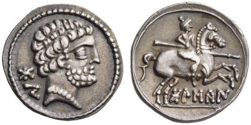 SPAIN, Bolskan - Osca. Circa 150-100 BC. Denarius (Silver, 18mm, 3.57 g 1). Bo B...