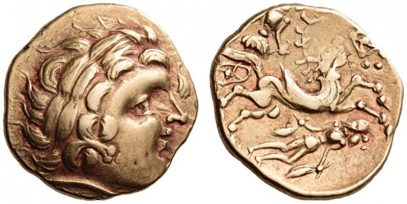 GAUL, Northeast. The Aulerci Cenomani. 2nd Century BC. Stater (Gold, 20mm, 7.63 ...