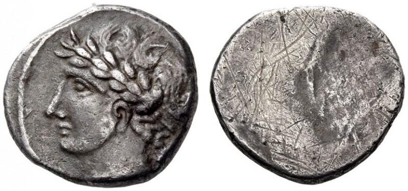 ETRURIA, Populonia. 3rd century BC. 10 Asses (Silver, 16mm, 4.03 g), The ‘Laurea...