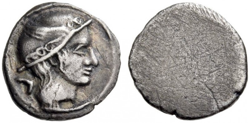 ETRURIA, Populonia. 3rd century BC. 5 Asses (Silver, 12mm, 1.80 g), The ‘Head of...
