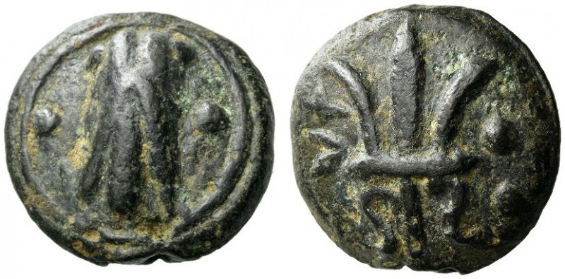 UMBRIA, Tuder. 220-200 BC. Sextans (Bronze, 23mm, 17.37 g 12). Cicada; in field,...
