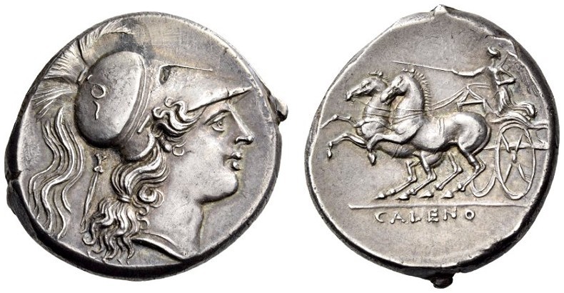 CAMPANIA, Cales. Circa 265-240 BC. Didrachm (Silver, 22mm, 7.35 g 4). Head of At...