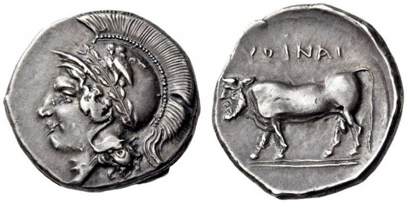 CAMPANIA, Hyria. Circa 400-395 BC. Didrachm (Silver, 20mm, 7.13 g 9). Head of At...