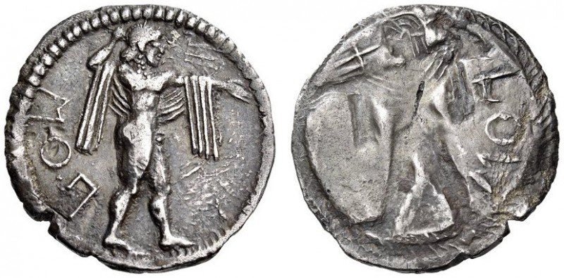 LUCANIA, Poseidonia. Circa 530-500 BC. Drachm (Silver, 20mm, 3.44 g 12). ΠΟΣ (re...