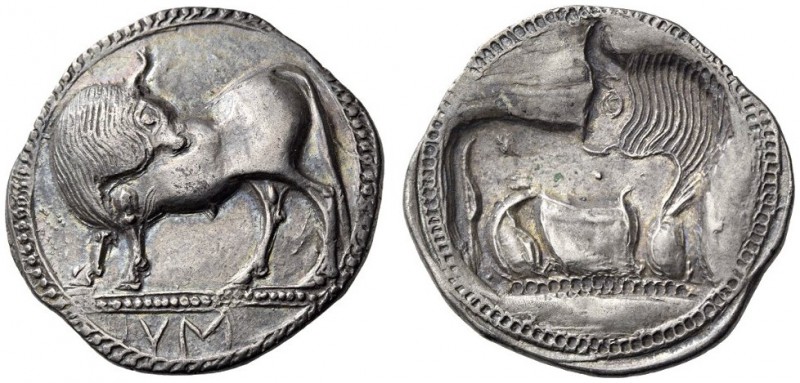 LUCANIA, Sybaris. Circa 550-510 BC. Stater (Silver, 30mm, 8.31 g 12). VM Bull st...