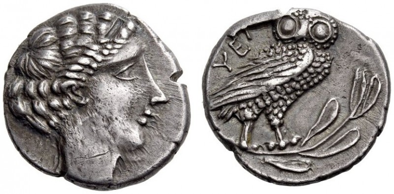 LUCANIA, Velia. Circa 440/35-400 BC. Drachm (Silver, 17mm, 4.01 g 10). Head of a...