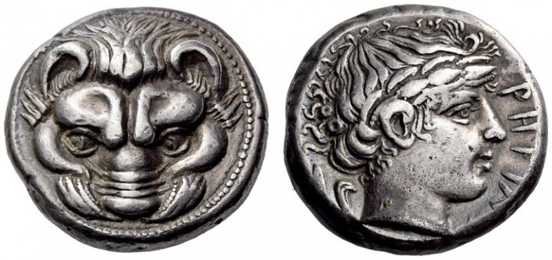 BRUTTIUM, Rhegion. Circa 415/0-387 BC. Tetradrachm (Silver, 23mm, 17.27 g 7). Li...