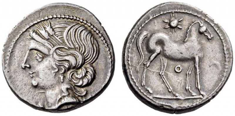BRUTTIUM, Carthaginian occupation. Circa 215-205 BC. Half-Shekel (Silver, 17mm, ...