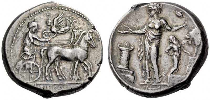 SICILY, Himera. Circa 420-410 BC. Tetradrachm (Silver, 26mm, 17.16 g 1). [ΙΜΕΡΑΙ...
