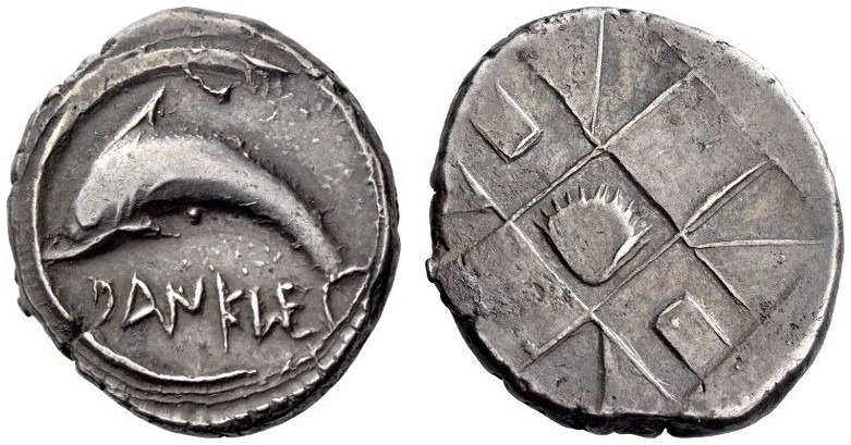 SICILY, Messana (as Zankle). Circa 500-493 BC. Drachm (Silver, 21mm, 6.13 g). DA...