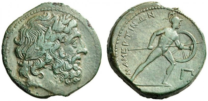 SICILY, The Mamertinoi. 220-200 BC. Pentonkion (Bronze, 27mm, 11.25 g 6). Laurea...