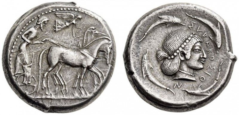 SICILY, Syracuse. Circa 480 BC. Tetradrachm (Silver, 23mm, 17.26 g 9). Male char...
