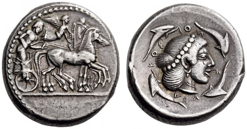 SICILY, Syracuse. Circa 474-470 BC. Tetradrachm (Silver, 25mm, 17.48 g 5). Male ...
