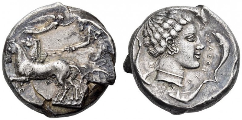 SICILY, Syracuse. Circa 440-430 BC. Tetradrachm (Silver, 23mm, 17.56 g 11). Male...