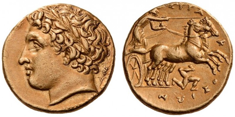 SICILY, Syracuse. Agathokles, 317-289 BC. Dekadrachm (Gold, 15mm, 4.31 g 10), c....