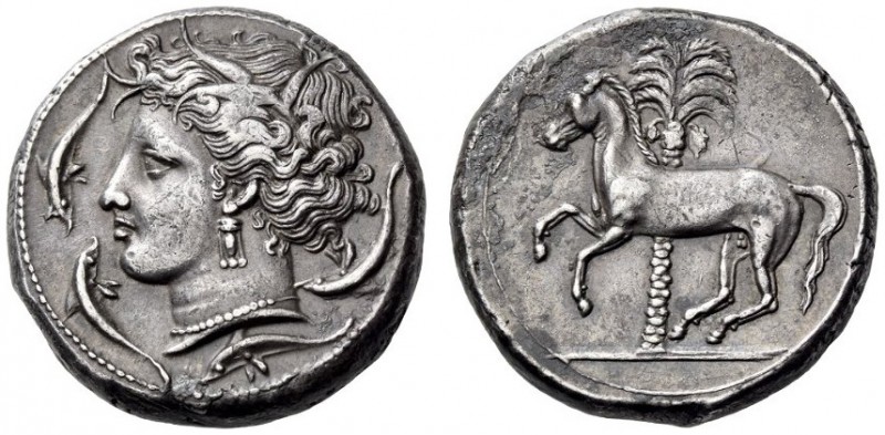 CARTHAGE, Unlocated Punic mint. Circa 320/315-305/300 BC. Tetra­drachm (Silver, ...