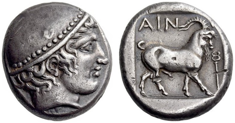 THRACE, Ainos. Circa 412/1-410/09 BC. Tetradrachm (Silver, 22mm, 16.65 g 7). Hea...