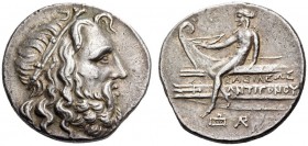 KINGS of MACEDON, Antigonos III Doson, 229-221 BC. Tetradrachm (Silver, 29mm, 17.14 g 11), Amphipolis, c. 227-225. Head of Poseidon to right, wearing ...