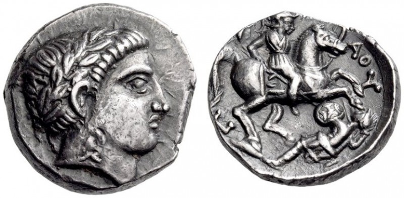 PAEONIA, Patraos, Circa 335-315 BC. Tetradrachm (Silver, 23mm, 12.30 g 9). Laure...