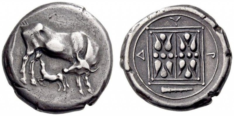 ILLYRIA, Dyrrhachion. Circa 450-350 BC. Stater (Silver, 21mm, 10.94 g 3). Cow st...