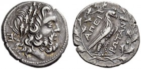 EPEIROS, Federal coinage of the Epirote Republic. Circa 234/3-168 BC. Drachm (Silver, 20mm, 4.93 g 3), Dodona. Head of Zeus of Dodona to right, wearin...