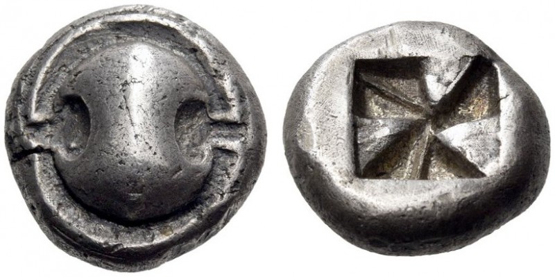 BOEOTIA, Thebes. 525-480 BC. Drachm (Silver, 14mm, 6.10 g). Boeotian shield. Rev...