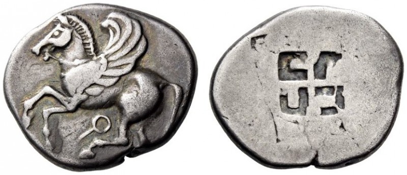 CORINTHIA, Corinth. Circa 550-500 BC. Stater (Silver, 24mm, 8.33 g). Ϙ Pegasos, ...