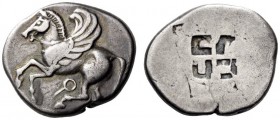 CORINTHIA, Corinth. Circa 550-500 BC. Stater (Silver, 24mm, 8.33 g). Ϙ Pegasos, with curved wing, flying to left. Rev. Incuse in the form of a square ...