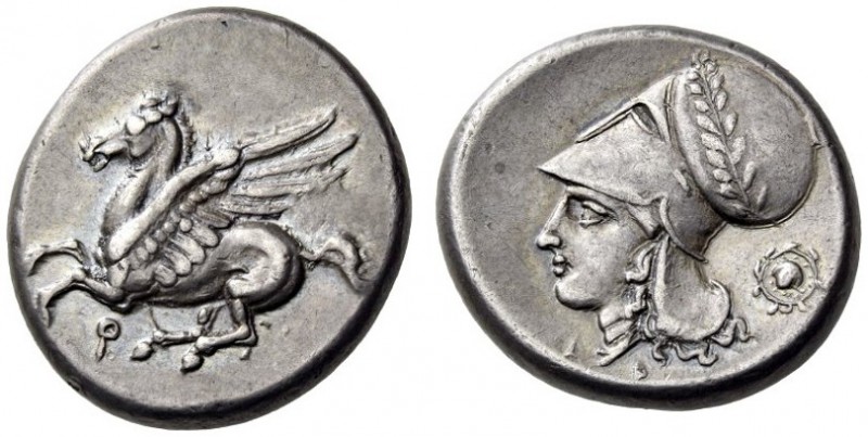 CORINTHIA, Corinth. Circa 345-307 BC. Stater (Silver, 20mm, 8.60 g 9). Ϙ Pegasus...