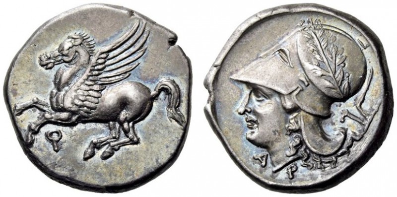 CORINTHIA, Corinth. Circa 345-307 BC. Stater (Silver, 21mm, 8.54 g 2). Ϙ Pegasus...