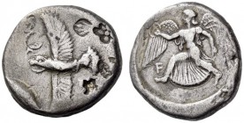 ELIS, Olympia. 78th-82nd Olympiad, 468-452 BC. Stater (Silver, 23mm, 11.50 g 5), struck at sometime during the later 450s. Eagle, with wings open abov...