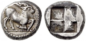 CYCLADES, Paros. Early 490s-early 480s BC. Drachm (Silver, 15mm, 5.96 g). Goat kneeling to right. Rev. Quadripartite incuse square. Sheedy 116 (these ...