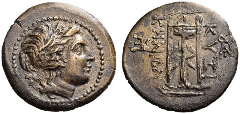 MYSIA, Kyzikos. 2nd-1st century BC. 4 units (?) (Bronze, 29mm, 10.82 g 12). Laur...
