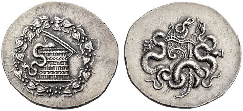 MYSIA, Pergamon. Circa 166-160 BC. Cistophoric tetradrachm (Silver, 31mm, 12.59 ...