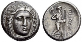 SATRAPS of CARIA, Pixodaros, Circa 341/0-336/5 BC. Didrachm (Silver, 20mm, 6.96 g 12), Halikarnassos. Laureate head of Apollo facing, three-quarter fa...