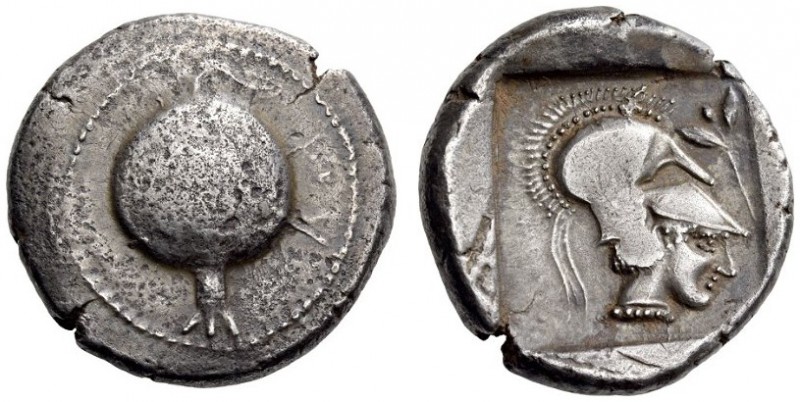 PAMPHYLIA, Side. Circa 430-400 BC. Stater (Silver, 25mm, 10.60 g 3). Pomegranate...